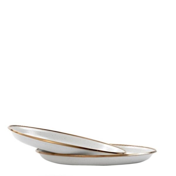 Kuchenteller Set 2-tlg. ø 20 cm "Emaille" egg shell (cremeweiß gesprenkelt) Camping Geschirr Barebones