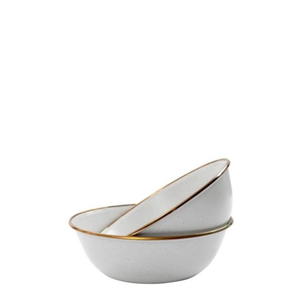 Schale Set 2-tlg. "Emaille" egg shell (cremeweiß gesprenkelt) Camping Geschirr Barebones