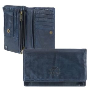 Portemonnaie Leder 15x9cm mit 14 Kartenfächern "Emma" blau Bear Design CL782-blue