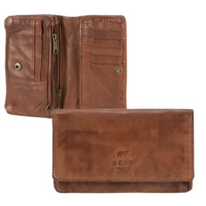 Portemonnaie Leder 15x9cm mit 14 Kartenfächern "Emma" cognac Bear Design CL782-cognac