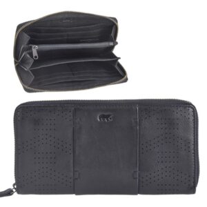 Portemonnaie Leder 20x10cm mit Reißverschluss "Mirte" schwarz Bear Design CL18207-black
