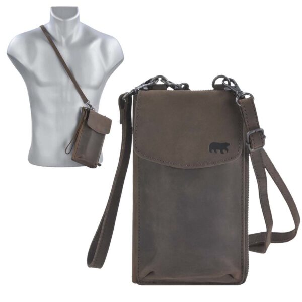 Handytasche Leder zum Umhängen mit Geldbörse "Zoey" antikbraun Bear Design CP6035
