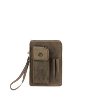 Bear Handgelenktasche Leder 15x22cm "Dark Nature" antikbraun HD5394