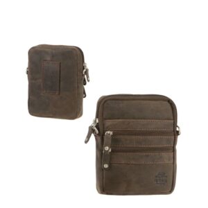 Bear Design kleine Gürteltasche DARK NATURE Herren Damen braun Leder Umhängetasche
