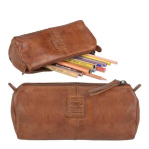 Bear Schlampermäppchen Leder 20x9cm "Cow Lavato" cognac braun