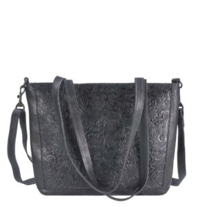 Shopper Leder 36x26cm "Flower" blau Bear Design CP2029