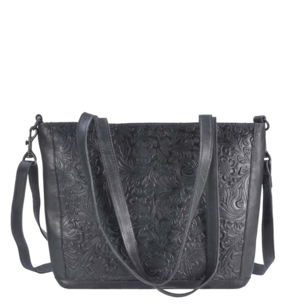 Shopper Leder 36x26cm "Flower" blau Bear Design CP2029