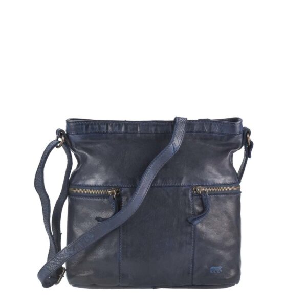 Umhängetasche Leder 26x25cm "Chessie" blau Bear Design CL35556