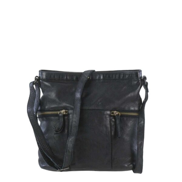Umhängetasche Leder 26x25cm "Chessie" schwarz Bear Design CL35556-black