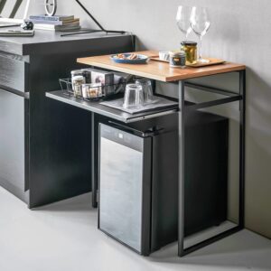 Beistelltisch 53x67x45cm mit Ausziehplatte, als Sofatisch, Nachttisch, Ablagetisch "Tower" Yamazaki Home, schwarz