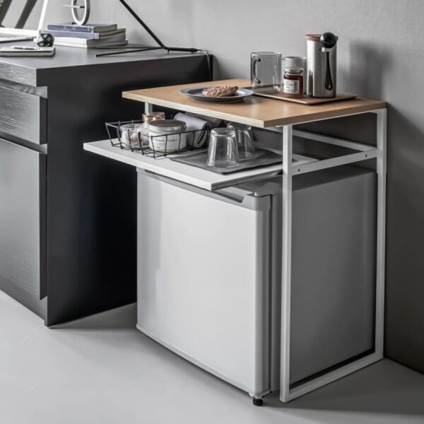 Beistelltisch 53x67x45cm mit Ausziehplatte, als Sofatisch, Nachttisch, Ablagetisch "Tower" Yamazaki Home, weiß