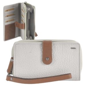 Portemonnaie Leder 18x10cm mit 14 Kartenfächern "Eva" pebble weiß Berba 121-920