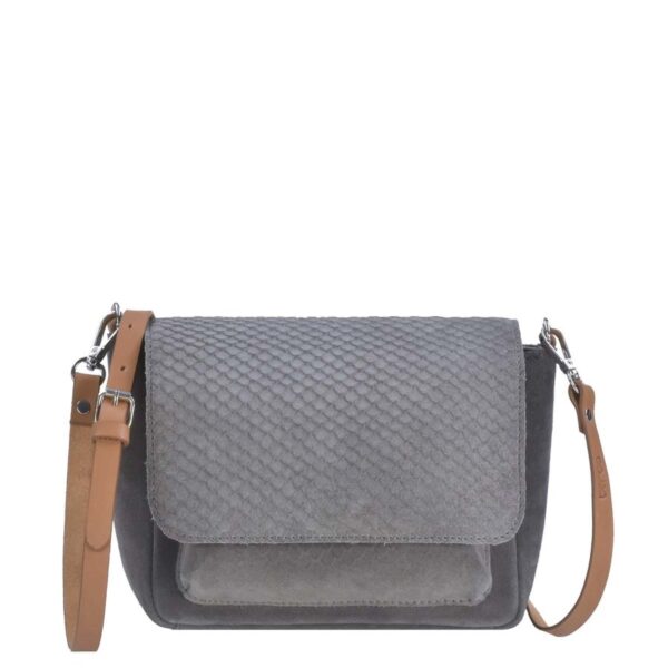 Umhängetasche Leder 24x17cm "Esmee" grau Berba 855-040
