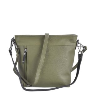 Schultertasche Leder 31x26cm "Fleur" grün Berba 125-993