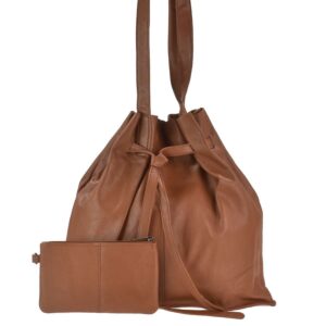 Greenburry Beuteltasche Leder 37x32cm "Eva" caramel