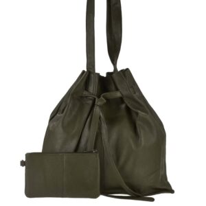 Greenburry Beuteltasche Leder 37x32cm "Eva" oliv