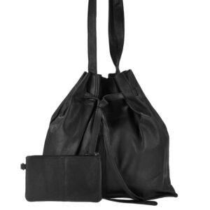 Greenburry Beuteltasche Leder 37x32cm "Eva" schwarz