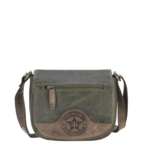 Umhängetasche Leder 23x18cm "Hunter" khaki braun Billy the Kid