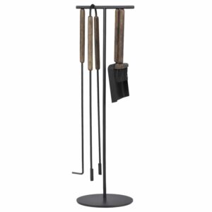 Kamingarnitur 5tlg freistehend "Ashi" schwarz-braun Blomus 66155