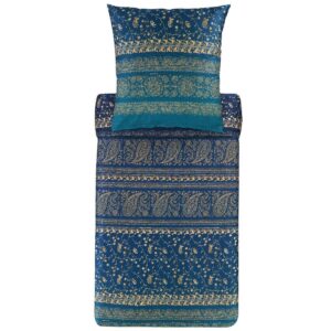Bettwäsche Bassetti Mako Satin Brenta B1 Paisley Blau Gold 155x220