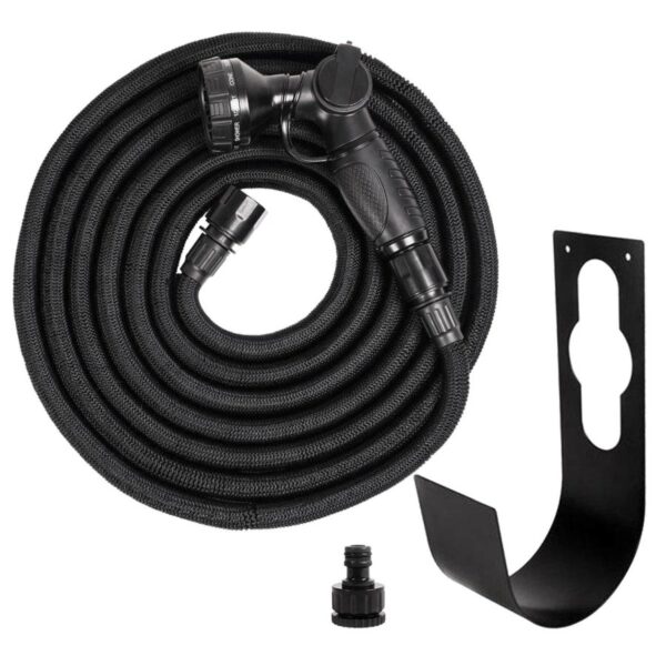 Garten-Schlauch Set 15m "Deluxe" schwarz mit Multibrause Sprühkopf, schwedisches Design für den Garten BY BENSON