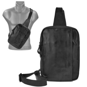 Bear Design Crossbody Tasche Leder für Damen und Herren 20x29cm "Stefan" schwarz