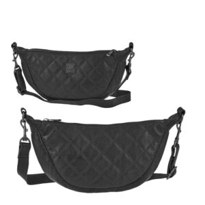 Bear Design Crossbody Bag Tasche "Laura" Damen Leder groß 33x17cm, Umhängetasche, Crossover, Damentasche, Bodybag, 150cm Gurt, schwarz