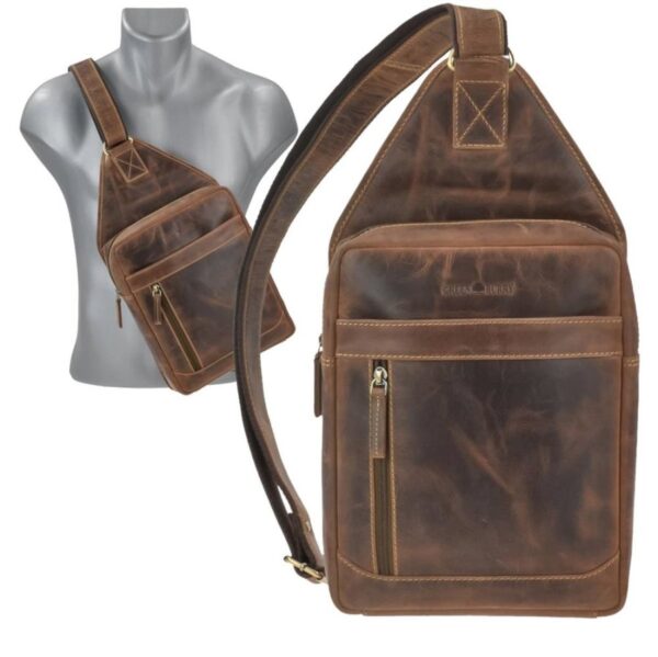 Greenburry Crossbody Bag Tasche Leder für Damen und Herren 21x41cm "Vintage" antikbraun 1529-25