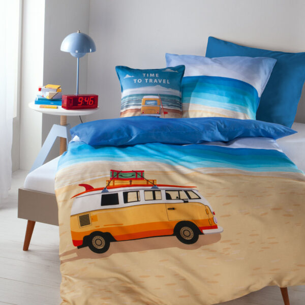 Bettwäsche dormabell Satin 5311001 Beach Van Strand Blau 135x200
