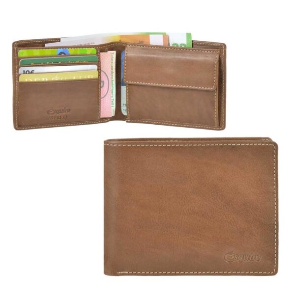 Geldbörse Leder 12x9cm mit RFID Schutz "Denver" cognac Esquire 2296-18-05