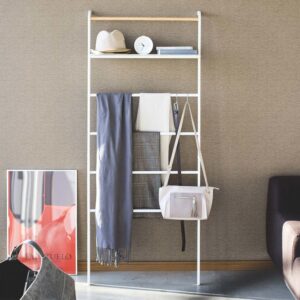 Garderobenständer 161cm zum Anlehnen mit Regal "Tower" weiß Yamazaki Home 3871