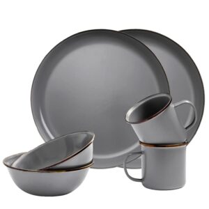 Barebones Geschirrset 6tlg "Emaille" slate grey (grau) Outdoorset Camping Bushcraft im Retro Look