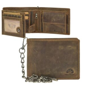 Geldbörse Leder 12x10cm mit Kette "Vintage" antikbraun Greenburry 1796-S