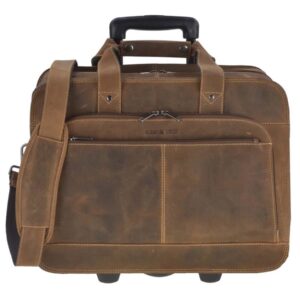 Aktentasche Leder mit Rollen 43x36cm "Vintage" antikbraun Greenburry 1549-25