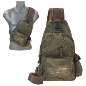 Greenburry Crossbody Tasche Bag Canvas Damen Herren 23x35cm "Aviator" khaki