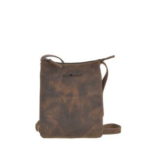 Schultertasche Leder 19x23cm flach "Vintage" antikbraun Greenburry 1564-25