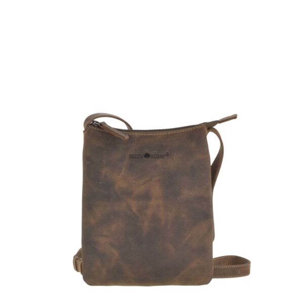Schultertasche Leder 19x23cm flach "Vintage" antikbraun Greenburry 1564-25