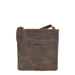 Schultertasche Leder 25x26cm flach "Vintage" antikbraun Greenburry 1565-25