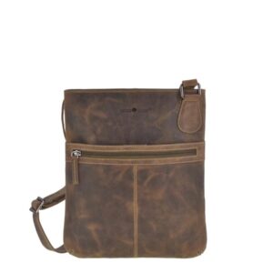 Schultertasche Leder 21x26cm flach "Vintage" antikbraun Greenburry 1566-25