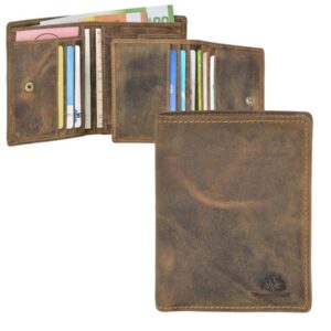 Geldbörse Leder 9x12cm mit Ausweisetui "Vintage" antikbraun Greenburry 1701M-25