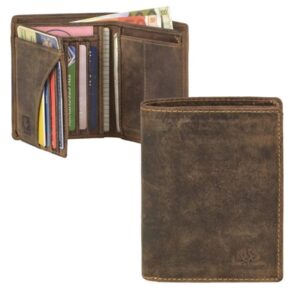 Geldbörse Leder 9x12cm mit RFID Schutz "Vintage" antikbraun Greenburry 1701-RFID-25