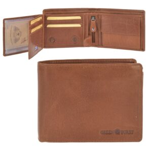 Geldbörse Leder 13x10cm Safe mit RFID Schutz "House of Norway" naturbraun Portemonnaie Herren quer GREENBURRY