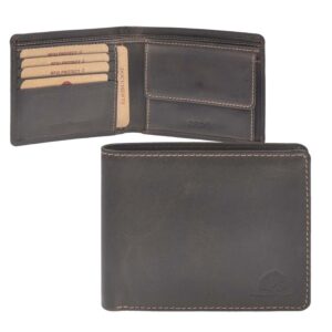 Geldbörse Leder 12x9cm mit RFID Schutz "Tornado" dunkelbraun Greenburry 1089-22