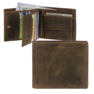 Geldbörse Leder 12x10cm mit 12 Kartenfächern "Vintage" antikbraun Greenburry 1672-25