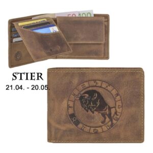 Geldbörse Leder 12x9cm "Vintage" mit Sternzeichen Stier Greenburry 1705