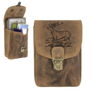 Gürteltasche Leder 11x17cm "Vintage Hunting" antikbraun Greenburry 1754H-STAG3-25