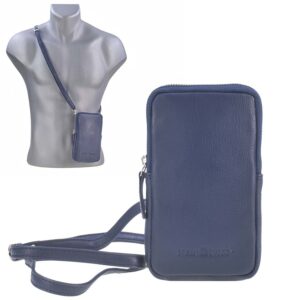 Handytasche zum Umhängen Leder "Nappa" blau Greenburry 1593N-27
