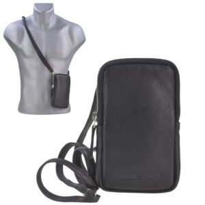 Handytasche zum Umhängen Leder "Nappa" schwarz Greenburry 1593N-20