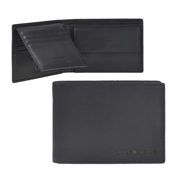 Geldbörse Leder 12x9cm "Pure Black" schwarz Greenburry 1120-20