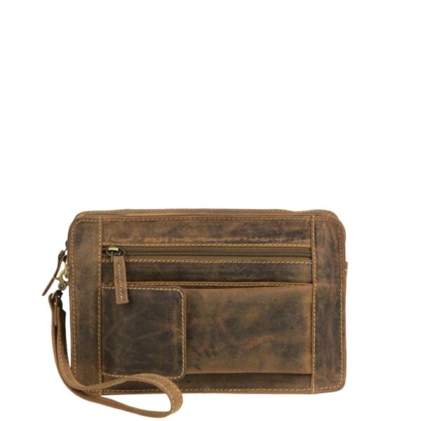 Handgelenktasche Leder 15x23cm "Vintage" antikbraun Greenburry 1732M-25